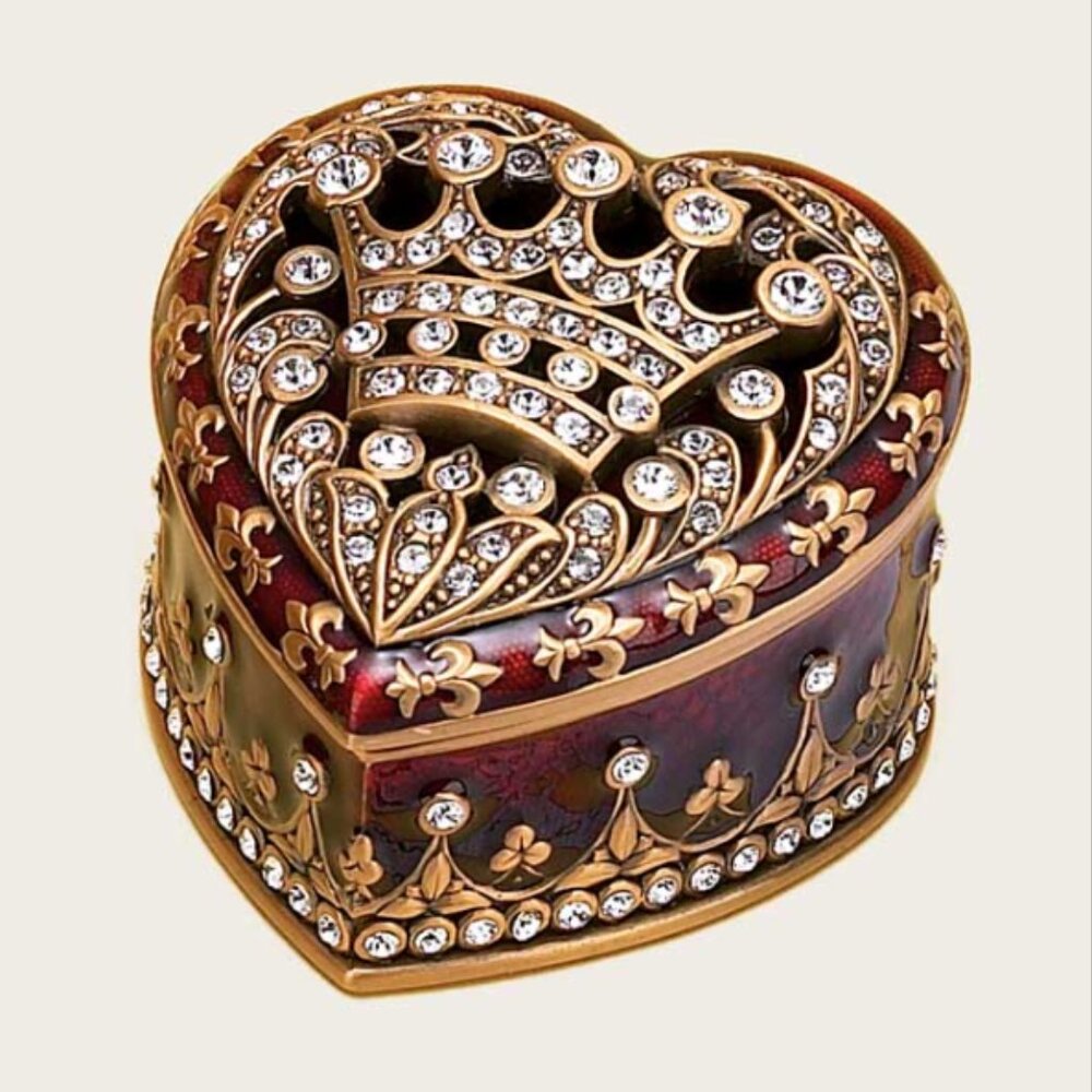 New Edgar Berebi Royale Heart Box Collectible Crown Red Box